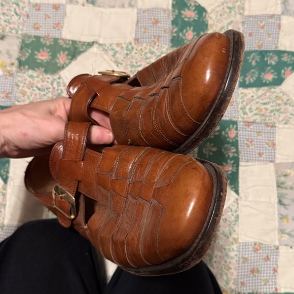 Prada Men's Tan Leather Buckle Loafers
